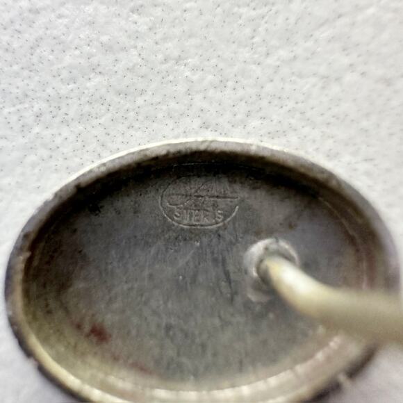 Vintage Sterling Silver Oval Lapel Tie Tack Pin - Picture 6 of 11